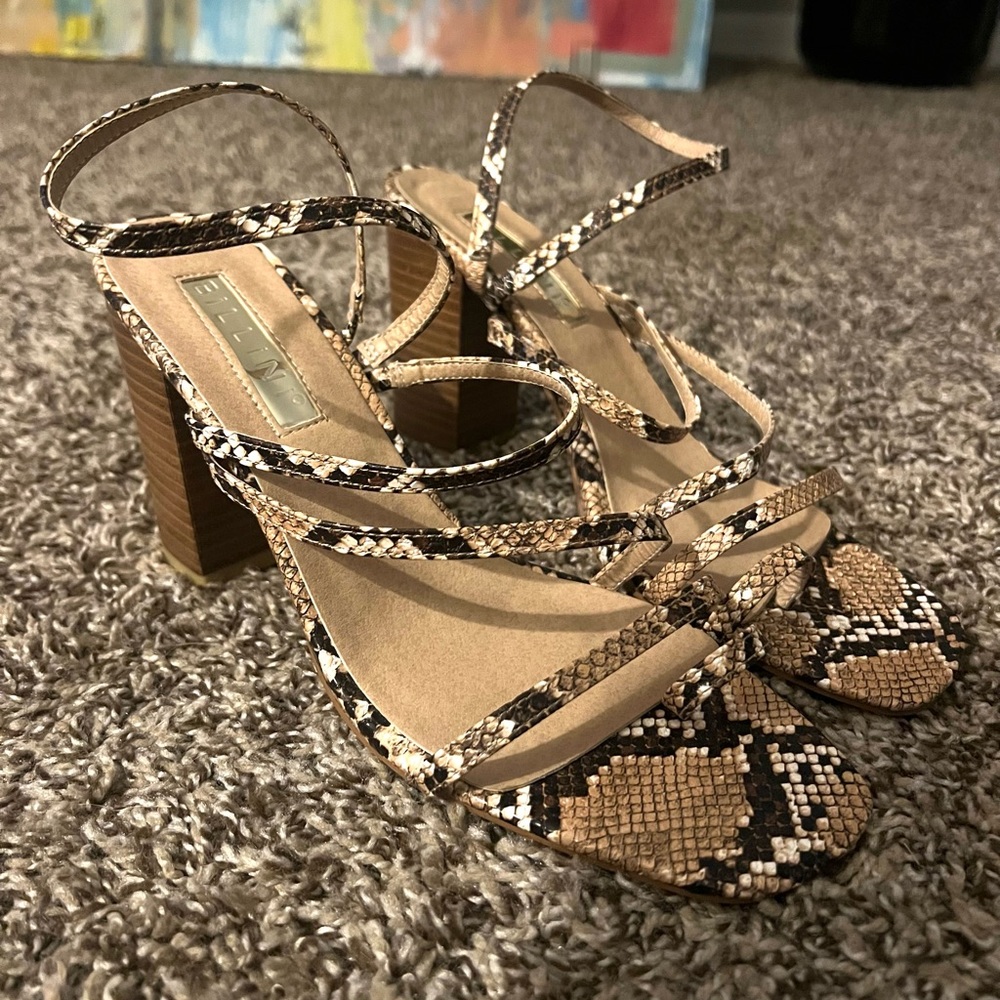 Billini Snakeskin Wooden Block Heels